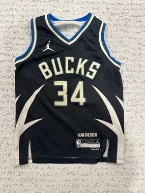 NBA Black 'Fear The Deer' Statement Jersey - Bucks Giannis 34